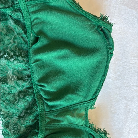 Aerie Bra Vibrant Green Lace Bralette Striped Mesh Scoop Size M - Picture 9 of 10